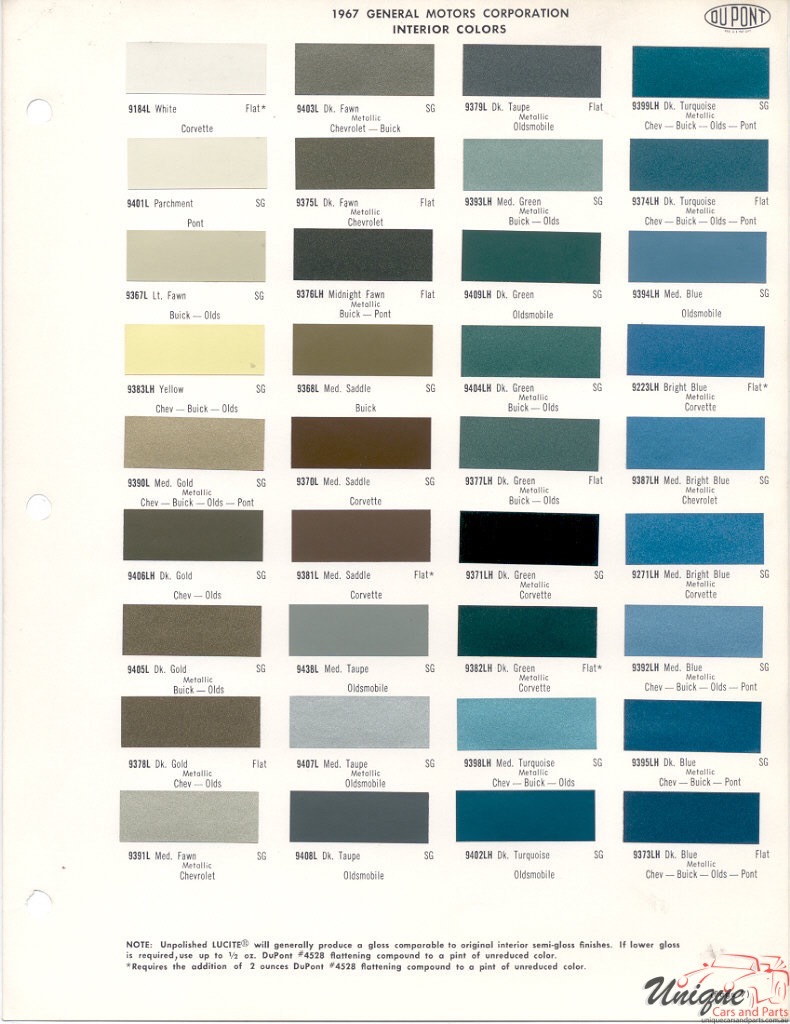 1967 General Motors Paint Charts DuPont 8